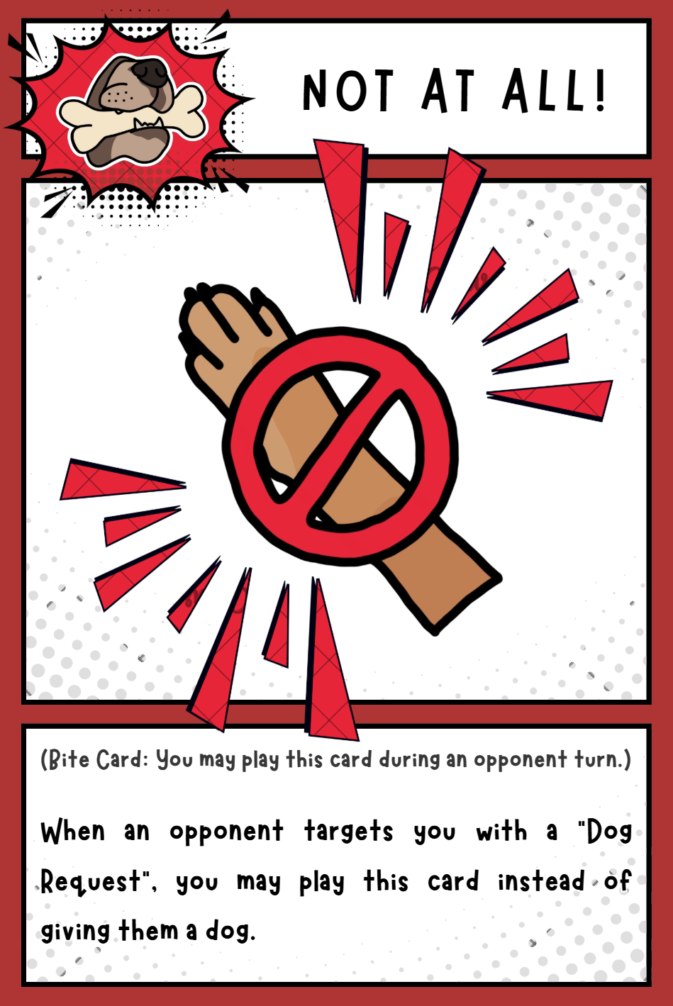 Happy Paws bite card example, Not at all!