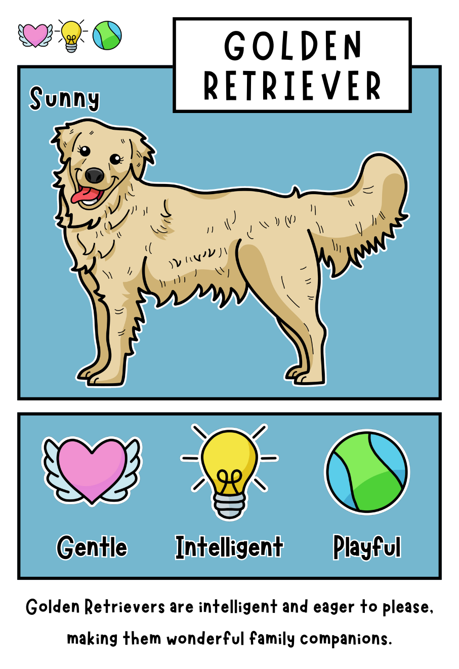 Happy Paws dog card example, the Golden Retriever