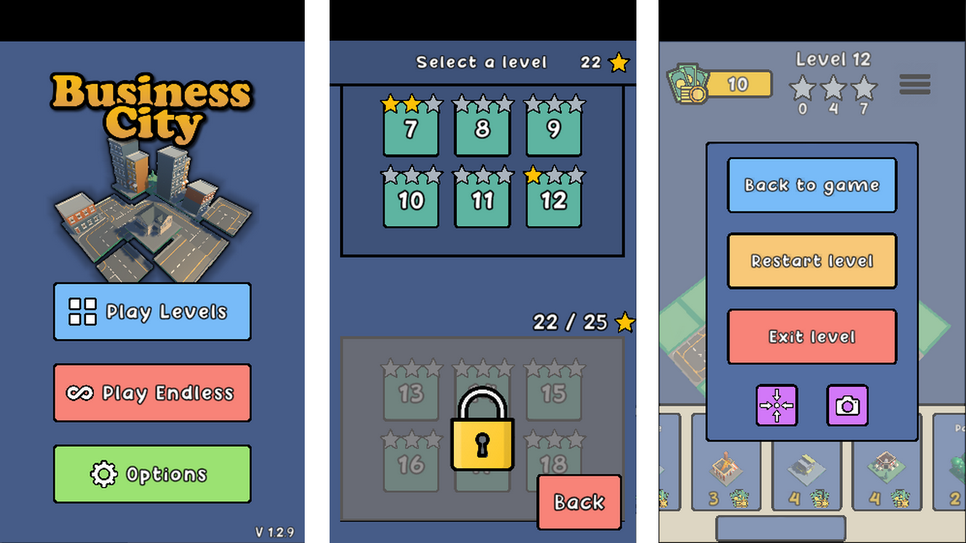Main menu UI